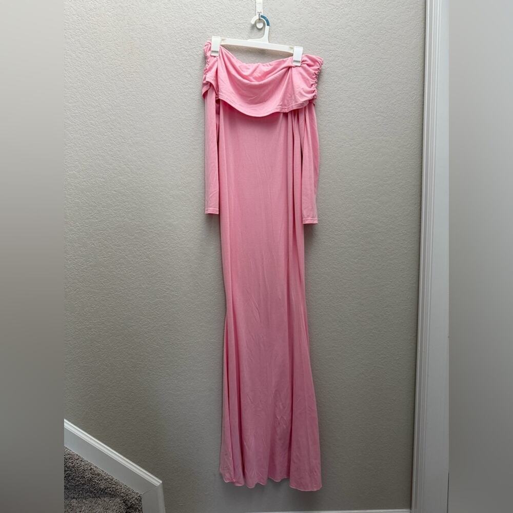 Glampunch Off Shoulders Maternity Dress Long Sleeve Ruched Maternity Gown Baby S - Picture 2 of 5